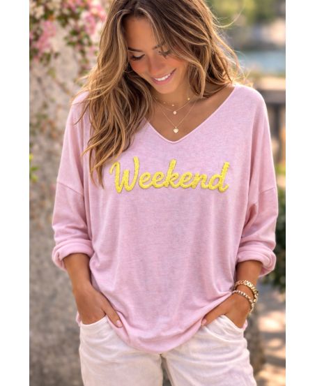 PULL LEGER WEEKEND PE2290 ROSE