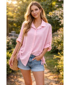 PE2210 CAMISA CON CORDÓN ROSA