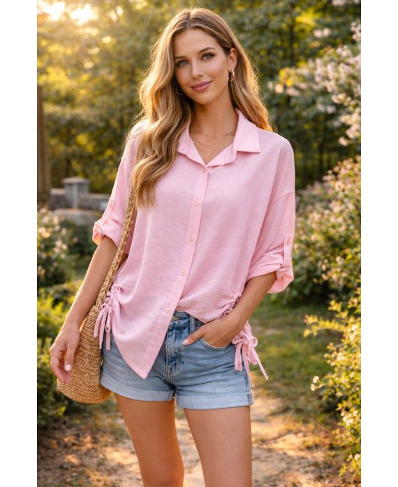 PE2210 DRAWSTRING SHIRT PINK