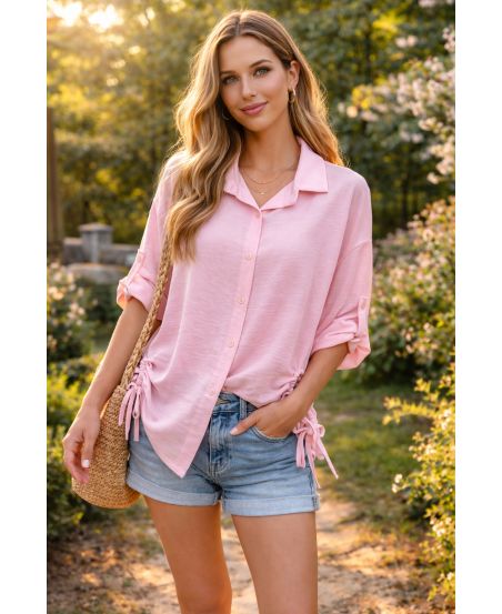 PE2210 DRAWSTRING SHIRT PINK