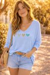 LIGHTWEIGHT HEART SWEATER SS2121 SKY BLUE