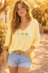 LIGHTWEIGHT HEART SWEATER PE2121 YELLOW