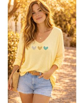 MAGLIONE A CUORE LEGGERO PE2121 GIALLO