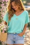 TOP AMPLE ETOILE PE260589 VERT PASTEL