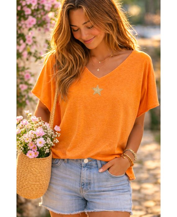 ORANJE PE260589 STER LOSSE TOP