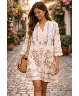 LOCKERES VISKOSEKLEID MIT TAUPE-PE260596 MUSTER