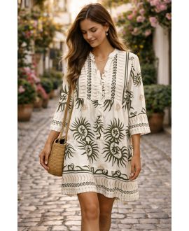 ROBE VISCOSE AMPLE IMPRIMEE PE260596 KAKI