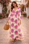 VISCOSE MAXI DRESS WITH PE260612 FUSHIA PRINT