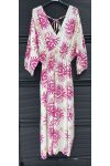 VESTIDO LARGO DE VISCOSA CON PE260612 ESTAMPADO FUCHIA