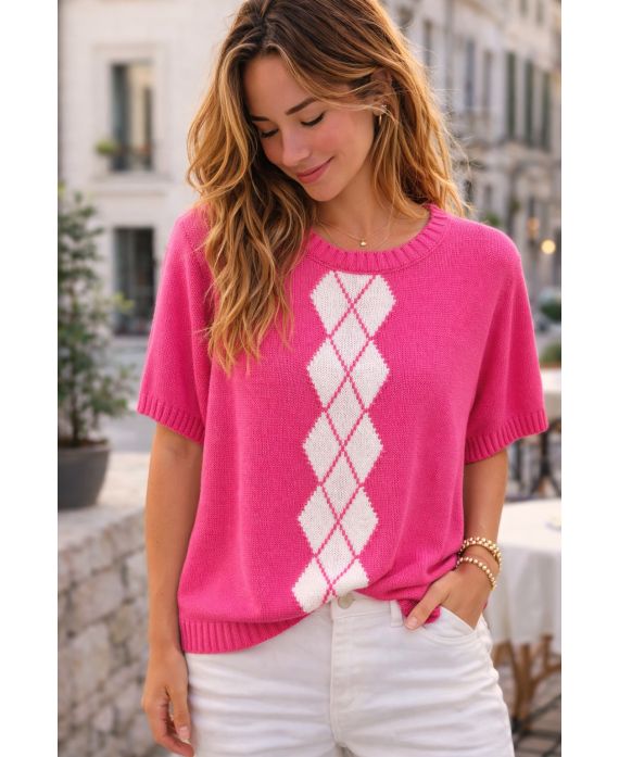 DIAMOND KNIT SWEATER PE260605 FUSHIA
