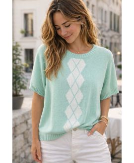 DIAMOND KNIT SWEATER PE260605 PASTEL GREEN