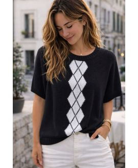 MAGLIONE A MAGLIA DI DIAMANTI PE260605 NERO