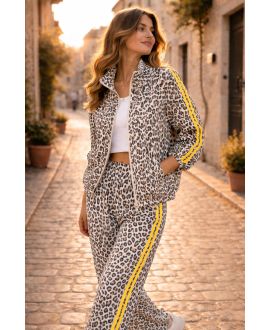 VESTE ZIPEE LEOPARD 2 POCHES 2 BANDES PE260600 JAUNE