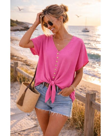 LOSSE KNOPTOP PE260617 FUSHIA