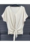 LOOSE TIE BUTTON TOP PE260617 BEIGE