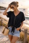 LOOSE TIE BUTTONS TOP PE260617 BLACK