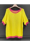 CHIQUE TWEEKLEURIGE TRICOL TRUI PE260636 GEEL/FUSHIA