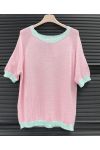 CHIC TWO-TONE TRICOL SWEATER PE260636 PINK/GREEN
