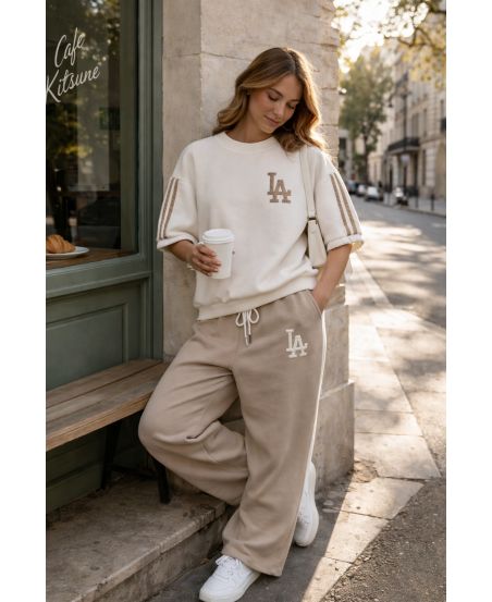 SWEATSHIRT + HOSE SET "LA" BEIGE PE260646