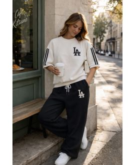 ENSEMBLE SWEAT + PANTALON "LA" PE260646 NOIR