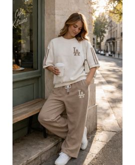 SWEATSHIRT + HOSE SET "LA" PE260646 TAUPE