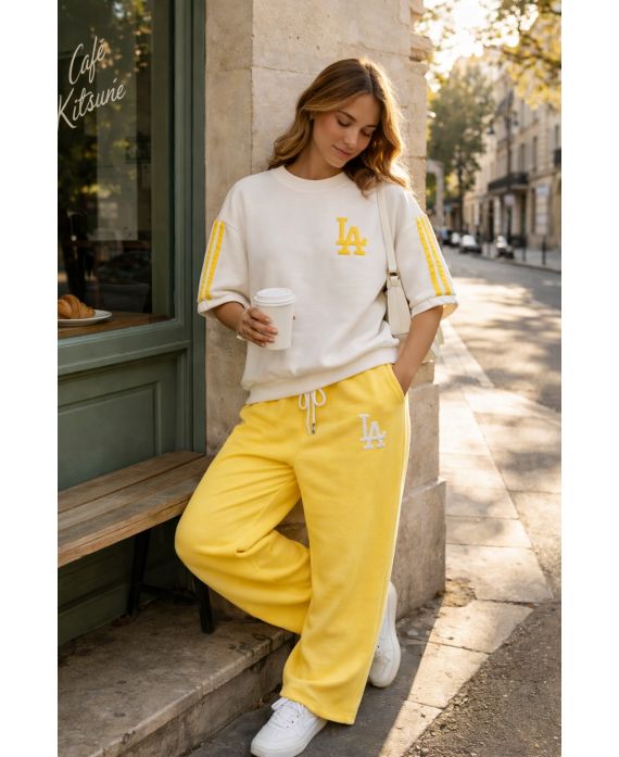 FELPA + SET PANTALONI "LA" PE260646 GIALLO