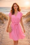 KURZES V-AUSSCHNITT-KLEID PE260641 FUSHIA