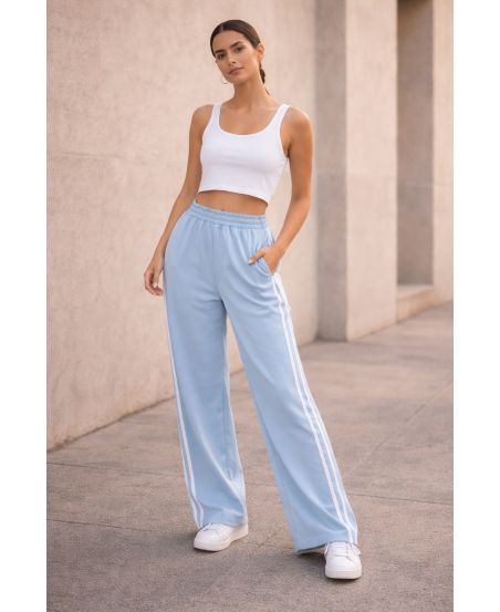 WIDE 2-STRIPE 2-POCKET PANTS PE2301 SKY BLUE