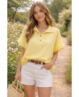 BOTONES DE CUELLO POLO CON GASA DE ALGODÓN PE260663 AMARILLO