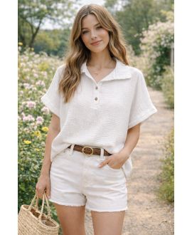 BOTONES DE CUELLO POLO CON GASA DE ALGODÓN PE260663 BLANCOS