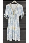 POMPOM PRINT DRESS PE260669 SKY BLUE