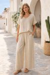 LINEN TOP SET + 2-POCKET PANTS PE260654 BEIGE