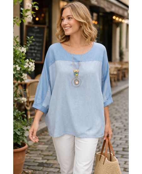 TUNIQUE AMPLE + COLLIER TENCEL PE260673 CLAIR