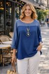 LOOSE TUNIC + DARK PE260673 TENCEL NECKLACE