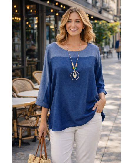 LOCKERE TUNIKA + DUNKLE PE260673 TENCEL-HALSKETTE