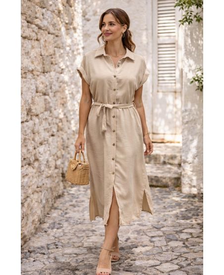 LANGES HEMDKLEID MIT KNÖPFEN PE260676 BEIGE