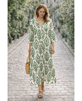 GREEN PE260686 PRINTED VISCOSE MAXI DRESS