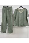 JUEGO DE TOP DE LINO + PANTALONES DE 2 BOLSILLOS PE260654 CAQUI