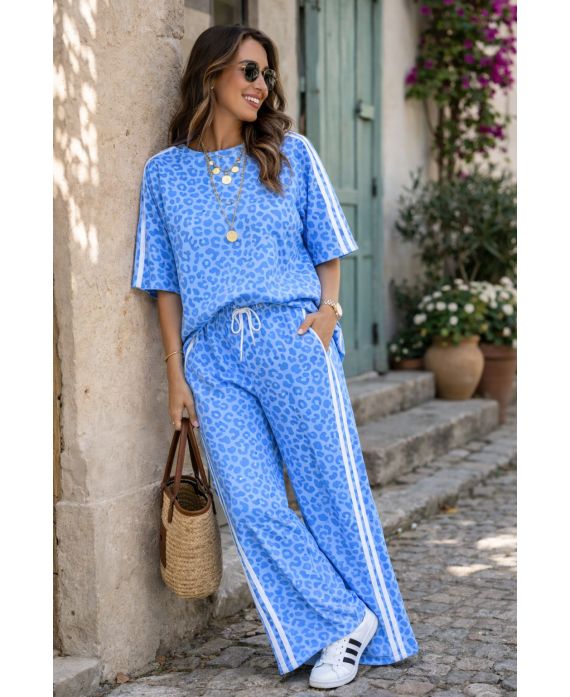 LUIPAARD 2-STREEP OVERSIZE SET PE260691 BLAUW