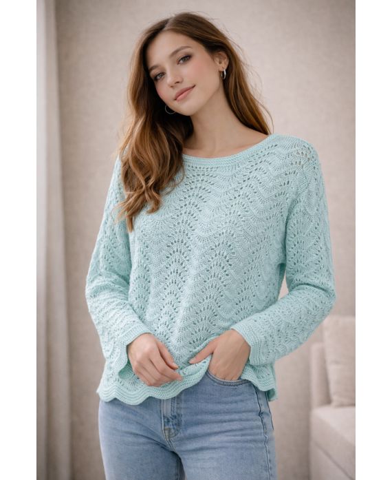 PULL TRICOT AJOURE PE2195