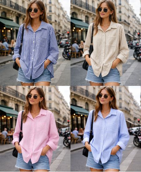 CHEMISE A RAYURES POCHE PE2254