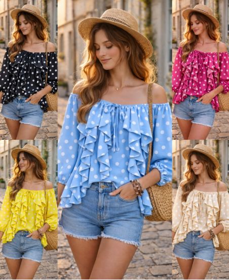 CASCADE BLOUSE MET ROCHES MET RUCHES PE2266