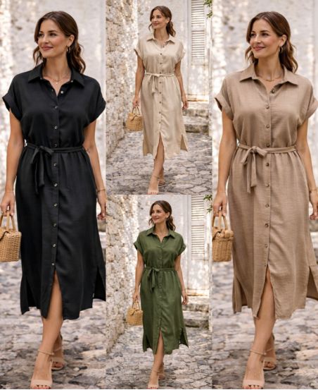 LANGES HEMD-KLEID MIT KNÖPFEN PE260676