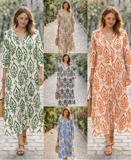 VESTIDO LARGO VISCOSA ESTAMPADO PE260686