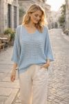 SWETER Z DZIANINY OPENWORK, PE260680