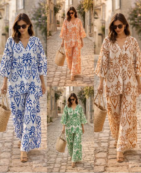 TUNICA DI VISCOSA OVERSIZE + SET PANTALONI PE260659