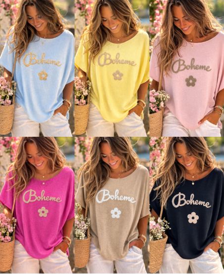MAGLIONE PE260556 BOHÉMIEN A MANICHE CORTE