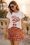 T-SHIRT DI COTONE CON STAMPA CHERRY BOMB PE260738