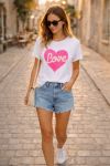 CAMISETA DE ALGODÓN CON ESTAMPADO DE CORAZÓN DE AMOR PE260736