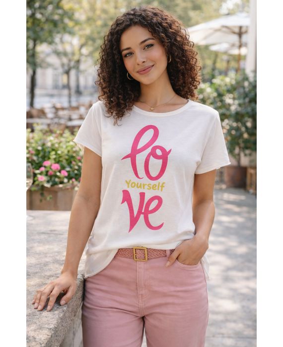 BAUMWOLL-T-SHIRT MIT LOVE YOURSELF PE260740
